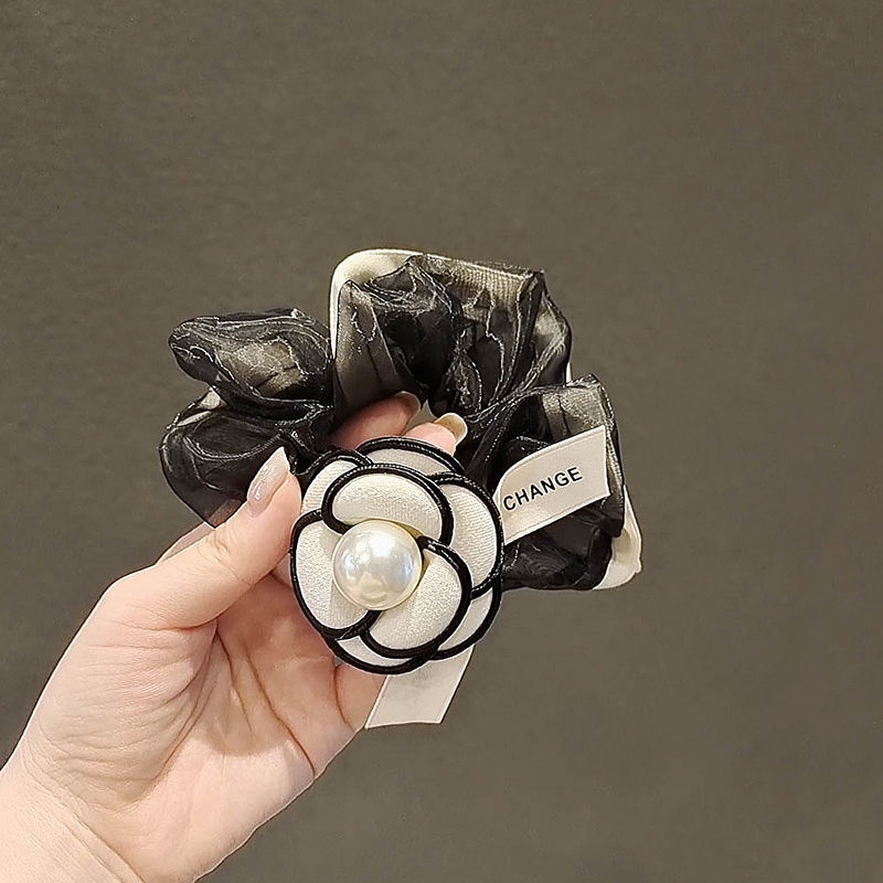 Dây Cột Tóc Cao Su Co Giãn Phối Hoa Trà Cỡ Nhỏ Phong Cách Hàn Quốc Xinh Xắn Cho Nữ