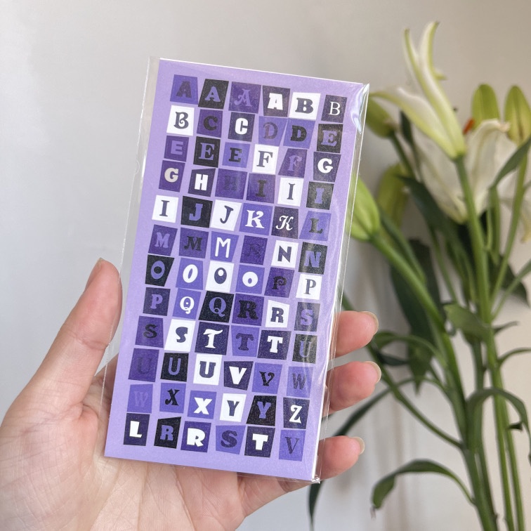 Tấm sticker bling bling chữ cái ngộ nghĩnh