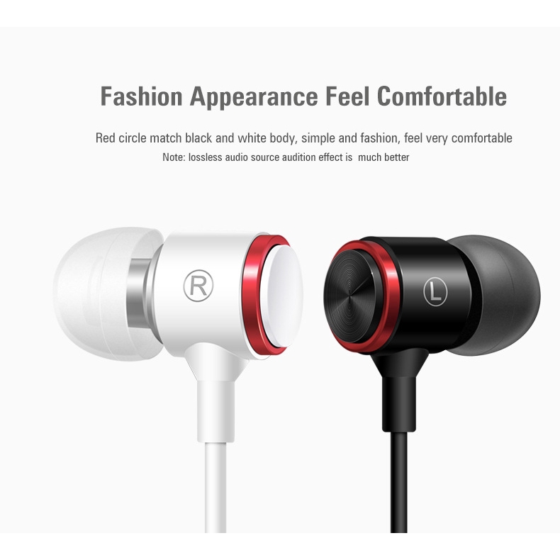 Metal Line-control Earphone 3.5mm Bass In-ear Sports Earbuds