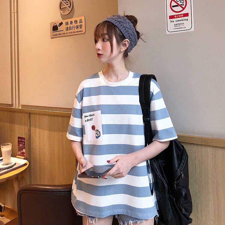 Áo Thun NgắN Tay Kẻ SọC Phong CáCh HàN QuốC 2022 JL-TX-203