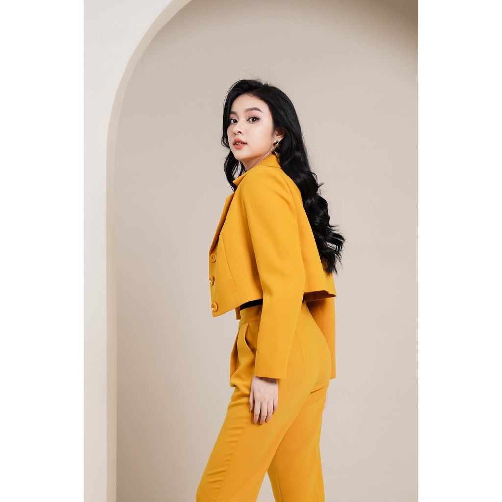 Set vest nữ áo ngắn phối quần tây xếp ly VENUS