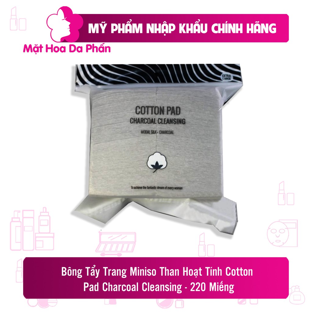 Bông Tẩy Trang Miniso Than Hoạt Tính Cotton Pad Charcoal Cleansing - 220 Miếng