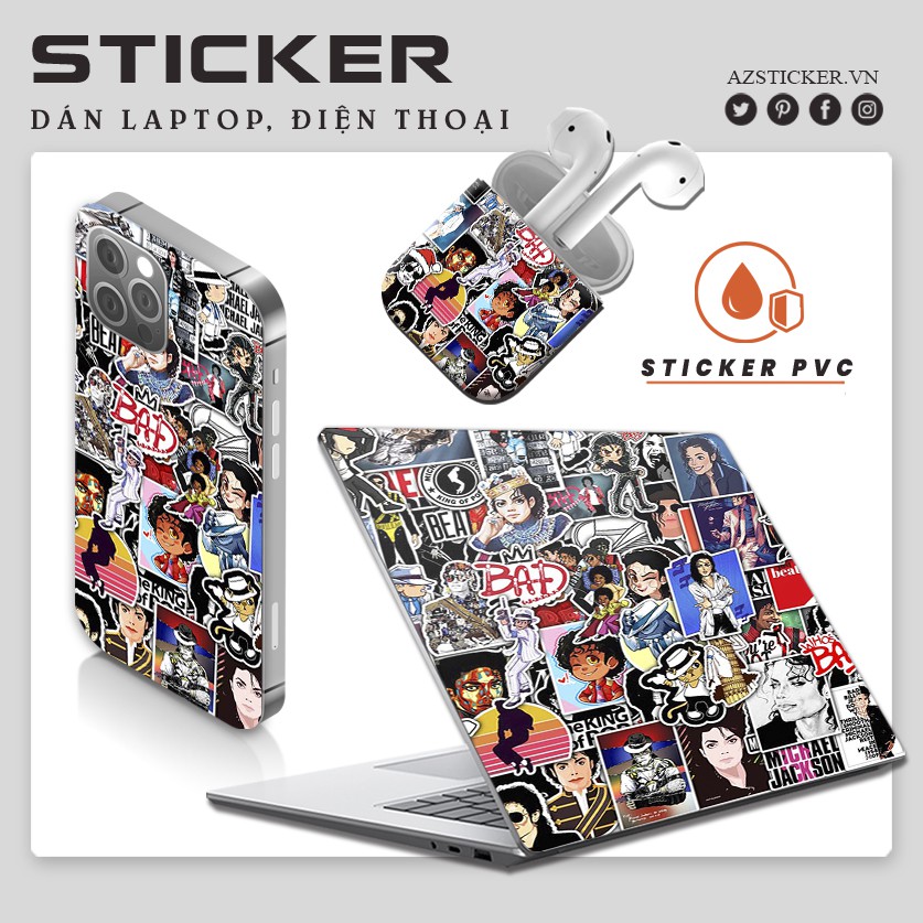 Set Sticker Michael Jackson  | Sticker Dán Nón Bảo Hiểm, Sticker Dán Xe, Sticker Dán Điện Thoại, Dán Vali
