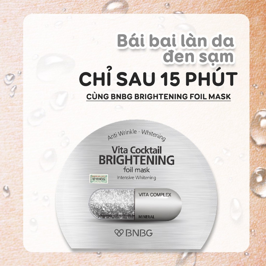 Hộp 10 Mặt nạ dưỡng sáng da và làm mờ vết thâm BNBG Vita Cocktail Brightening Foil Mask-Intensive Brightening 30ml x10