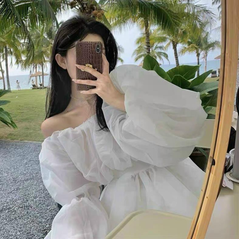 Set đồ nữ sang chảnh, set voan dài tay có lót chân váy xòe nhún eo mặc tôn dáng tone trắng tinh khôi Tây Thi Shop