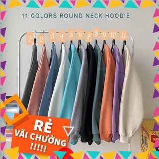 Áo sweater basic trơn chất nỉ bông thu đông dài tay