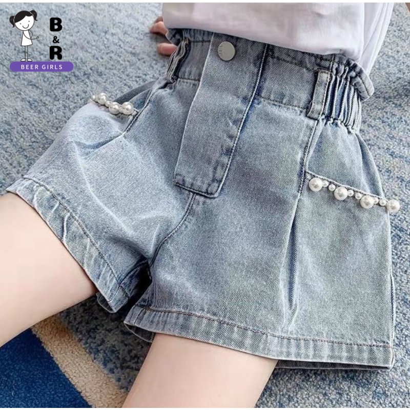 Quần Short Denim Mỏng Thời Trang Mùa Hè Mới 2022 Cho Bé Gái