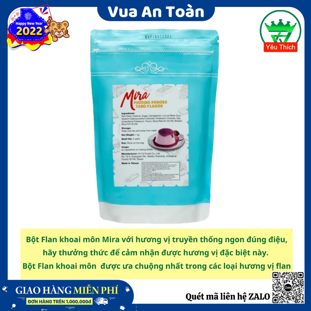 Bột Làm Bánh Flan Mira Pudding Hương Khoai Môn 1kg Làm Topping Trà Sữa