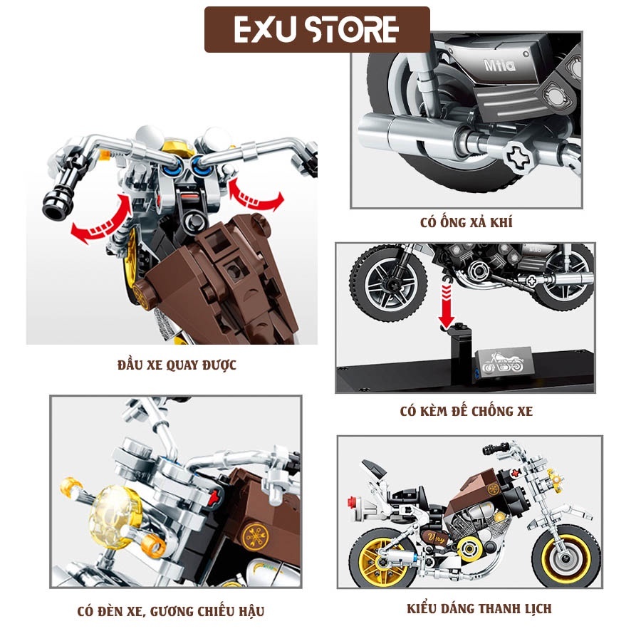 Đồ chơi lắp ráp xe đua lắp ghép mô hình xe máy phân khối lớn cực ngầu EXU STORE
