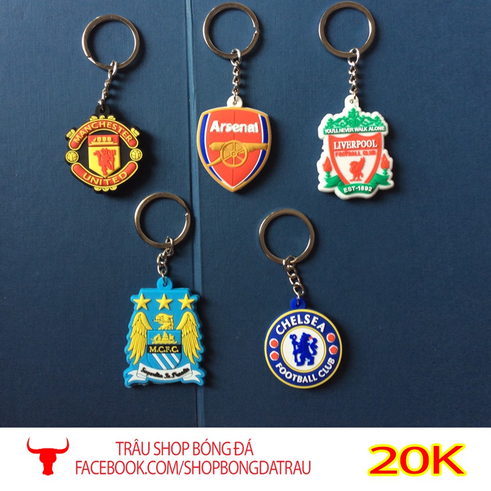 Móc khoá nhựa lưu niệm - các câu lạc bộ bóng đá Manchester, Arsenal, Chelsea, Barca, Real, Liverpool - Trâu shop