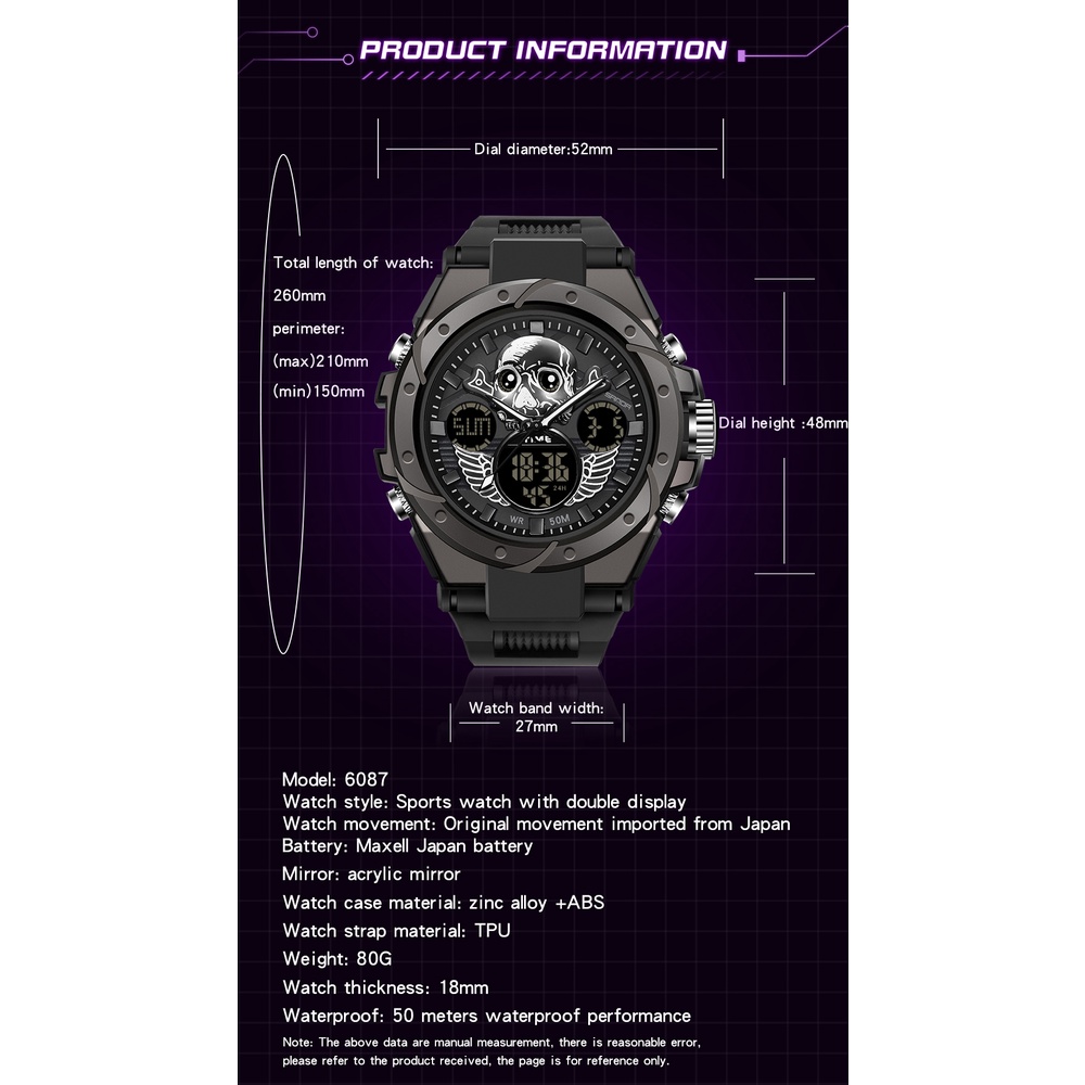 Sanda Đồng Hồ Nam Đa Năng Chống Thấm Nước 6087