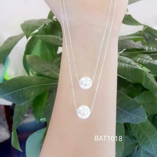Dây chuyền ngọc trai kép bạc ta 925 làng nghề HD