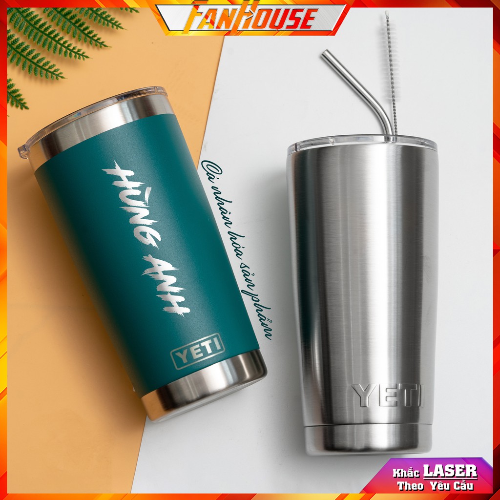 Cốc giữ nhiệt Yeti 18oz inox 304 vỏ sơn tĩnh điện chống xước tặng ống hút và bộ rửa