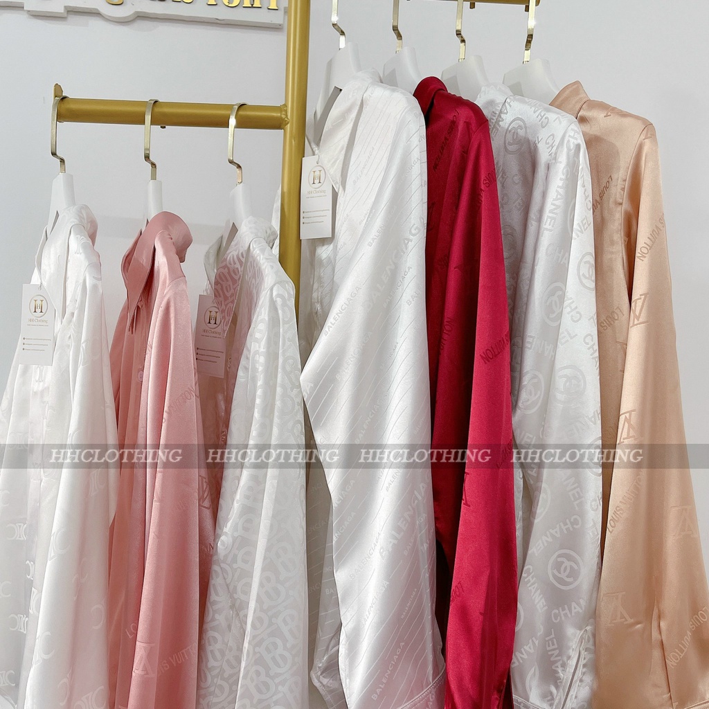 Áo sơ mi lụa gấm, chân váy bút chì - HH Clothing