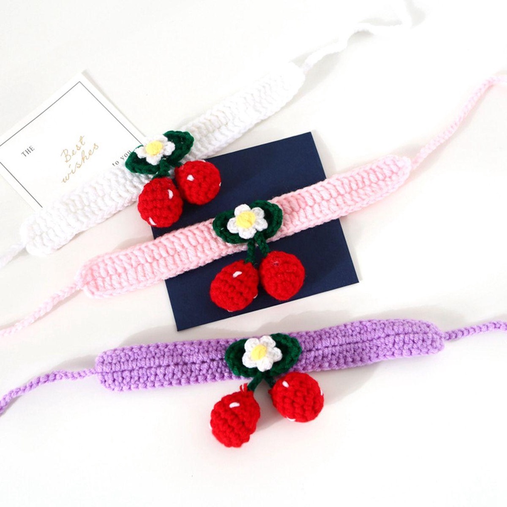 [COD] Vòng Cổ Đan Len Thủ Công Dễ Thương Có Thể Điều Chỉnh Cho Thú Cưng