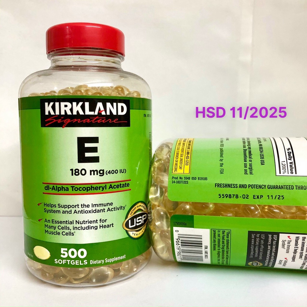 ❤ [Quận 3] Viên Uống Vitamin E Kirkland 500 viên Mỹ [Date 12/2025]