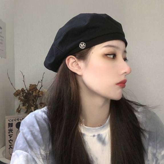Mũ Beret Màu Đen Thời Trang Thu Đông Hàn Quốc Cho Nữ