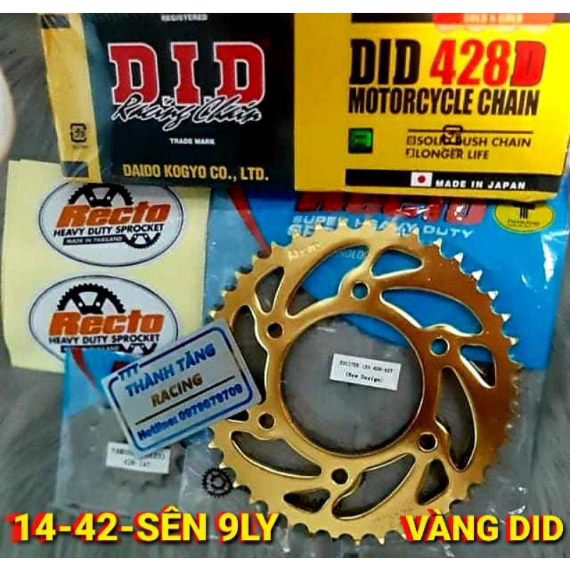 NHÔNG SÊN DĨA VÀNG SÊN DID 9LY EXCITER 150/FZ 150i DĨA 42T 43T NHÔNG 13T 14T 15T 16T