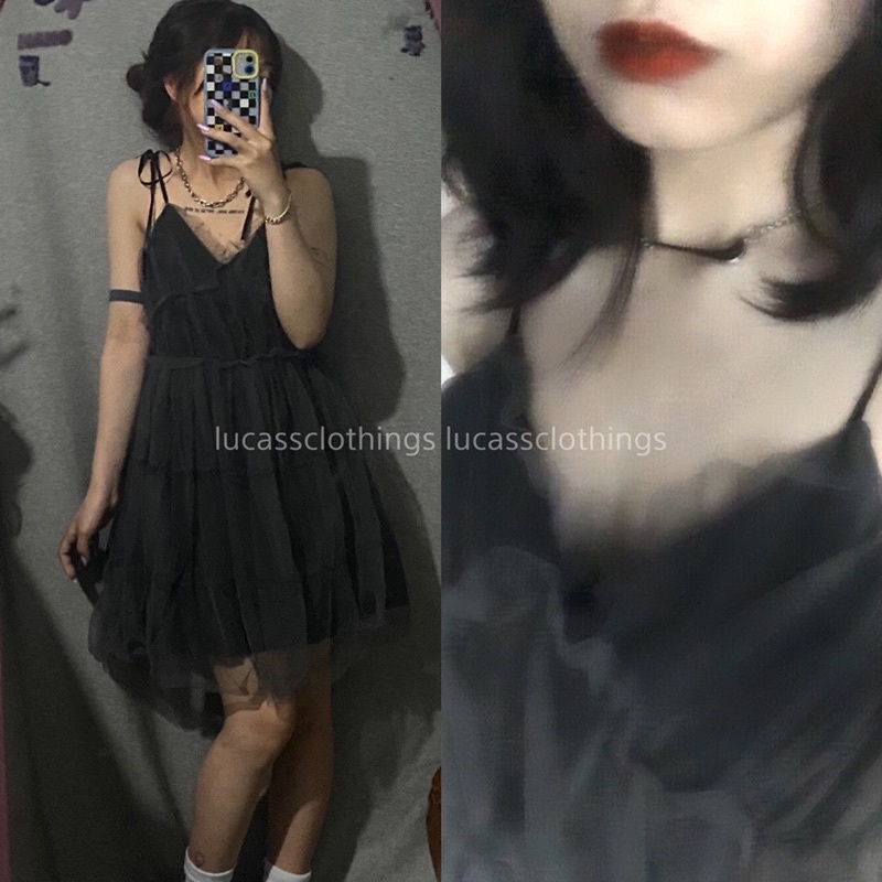 Đầm/Váy 2 dây đen phối ren phong cách hàn quốc (Váy về lại sau tết ÂL) | BigBuy360 - bigbuy360.vn