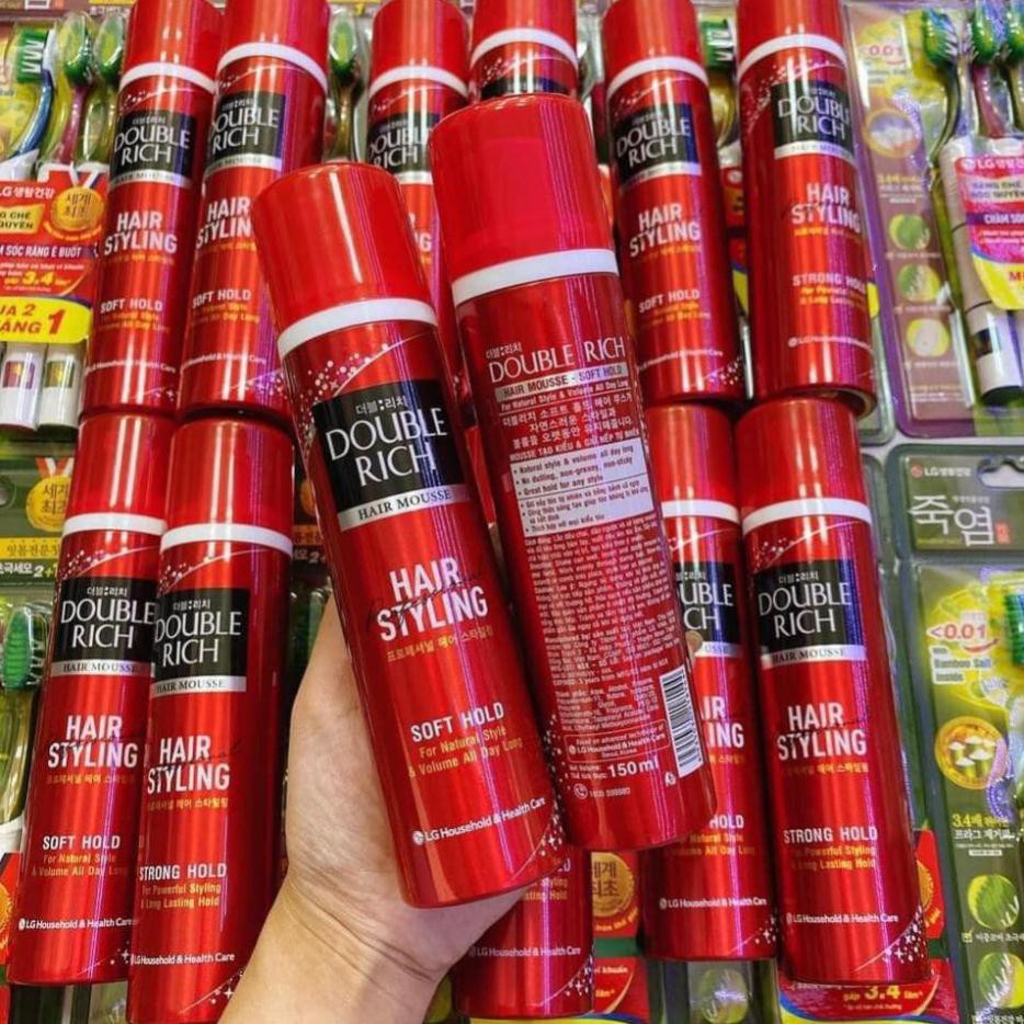 Mousse xịt giữ nếp tóc Double Rich