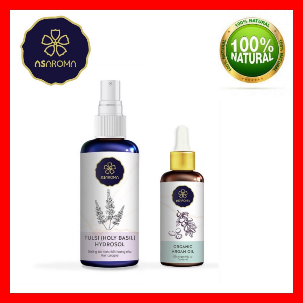 Tinh Chất Dưỡng Tóc Argan Hair Oil và Xịt Kích Mọc Tóc Hương Nhu Asaroma Combo Chăm Sóc Tóc Chuyên Sâu