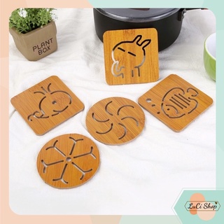 Miếng Lót Ly, Lót Cốc Chén Bằng Gỗ Hình Dễ Thương 9x9cm Lucishop