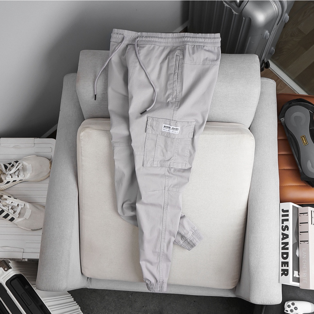 Quần jogger nam chất vải kaki có 2 túi hộp logo HEBOZ 4M - 00001257