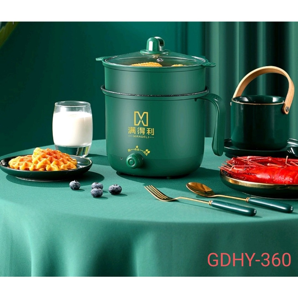 Nồi lẩu ca lẩu cầm tay 2 tầng 1.8L,  vân đá chống nóng, chống cháy, chống dính