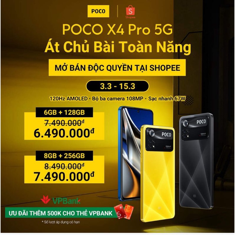ĐIỆN THOẠI XIAOMI POCO X4 PRO 5G 6/128GB