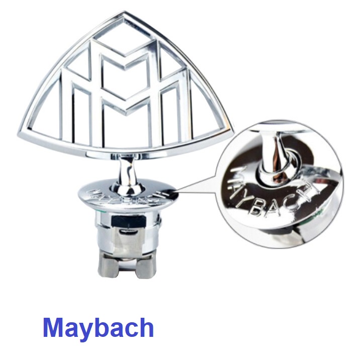Logo hợp kim mạ crom Maybach nắp capo đầu xe ô tô, dùng độ cho xe Mercedes