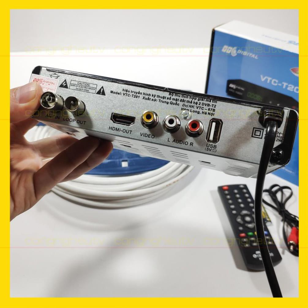 Đầu thu kĩ thuật số mặt đất DVB T2 VTC T201 tặng Anten xanh 15m