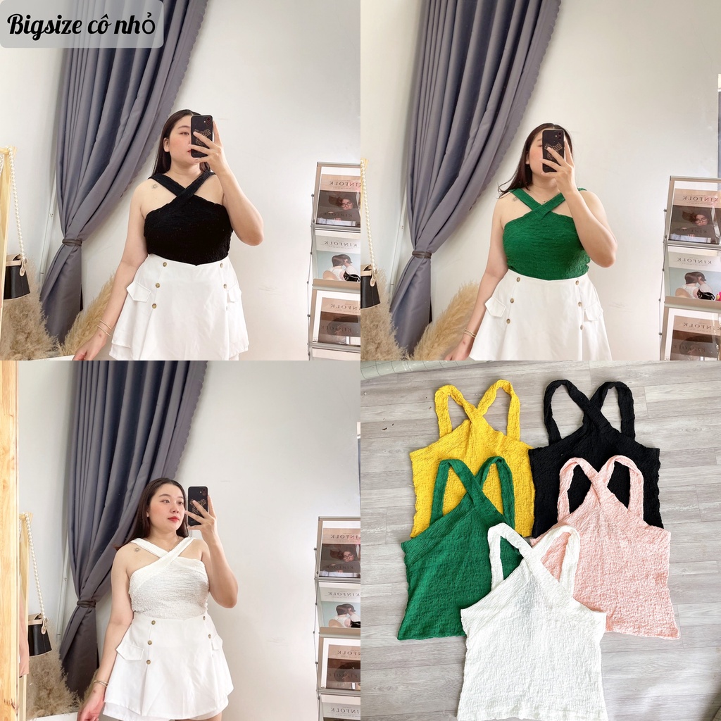 Áo thun nữ cổ chéo Bigsize chất liệu vải xốp mát,áo kiểu croptop nữ chéo cổ lên phom xinh mã xốp4