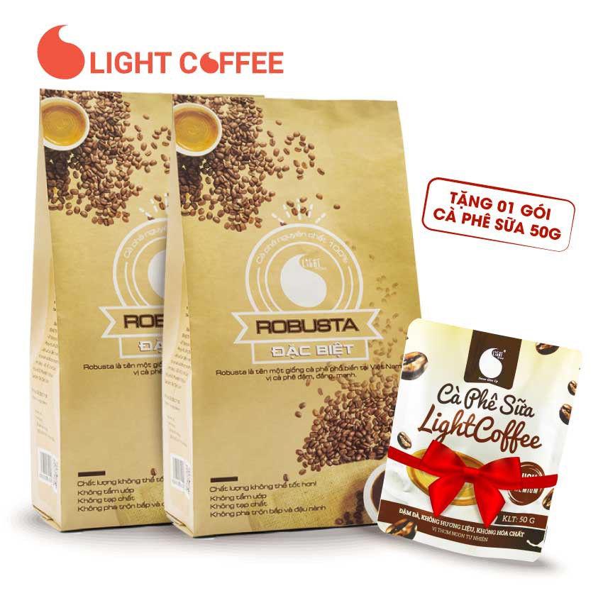 Cà Phê pha phin nguyên chất Light Coffee, chuẩn gu Việt 1kg - Tặng Cafe sữa Light Coffee gói 50g