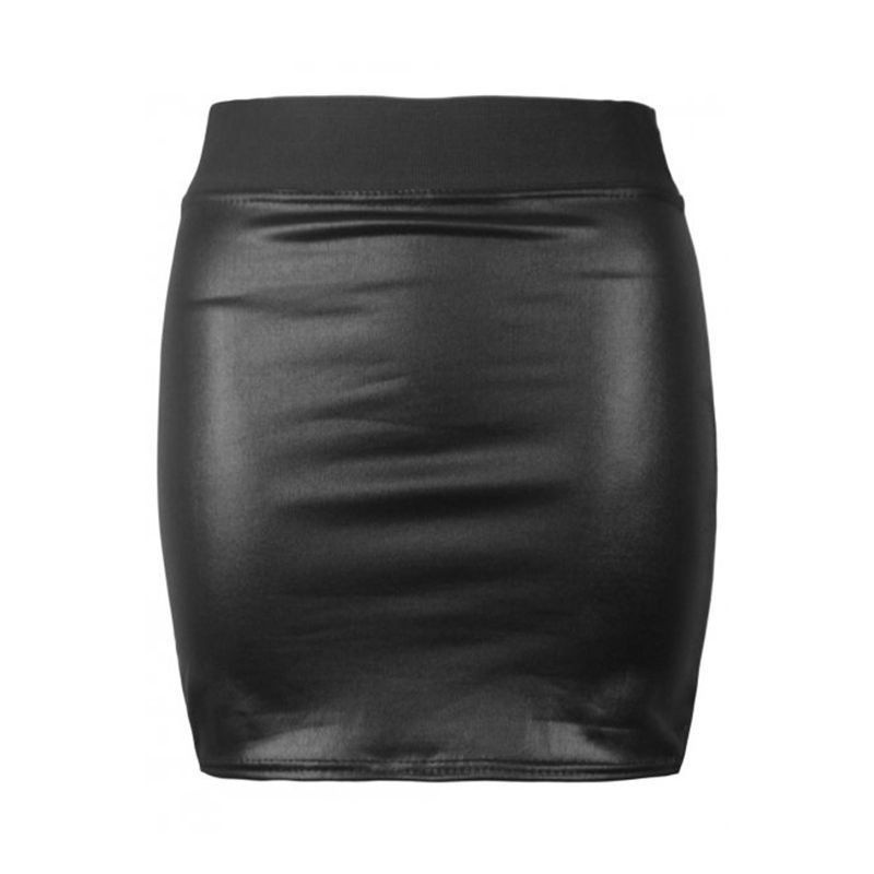 ☛☏❤Women Sexy Black PU Leather Pencil Bodycon High Waist Mini Skirt