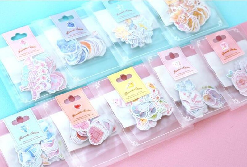 Túi 65-70 miếng dán mini phong cách lãng mạn trang trí cho sổ lưu niệm độc đáo