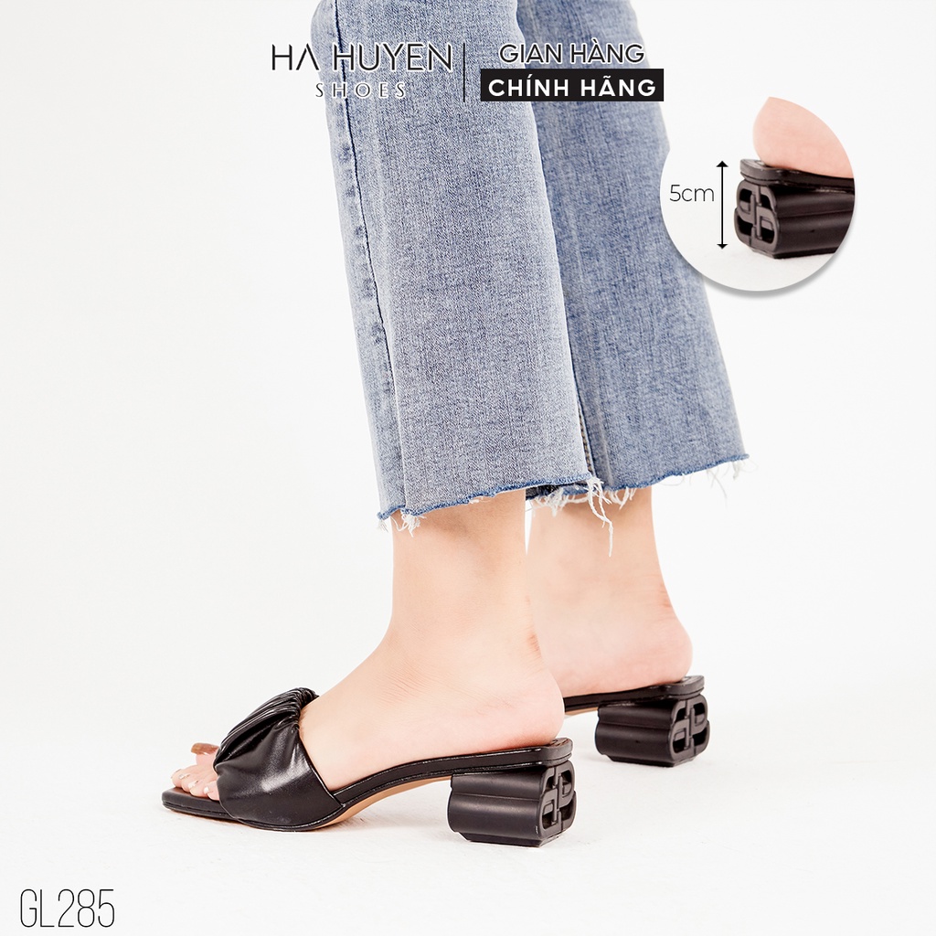 Guốc lê nữ Hà Huyền Shoes quai nhúm gót vuông khối 5 phân - GL285