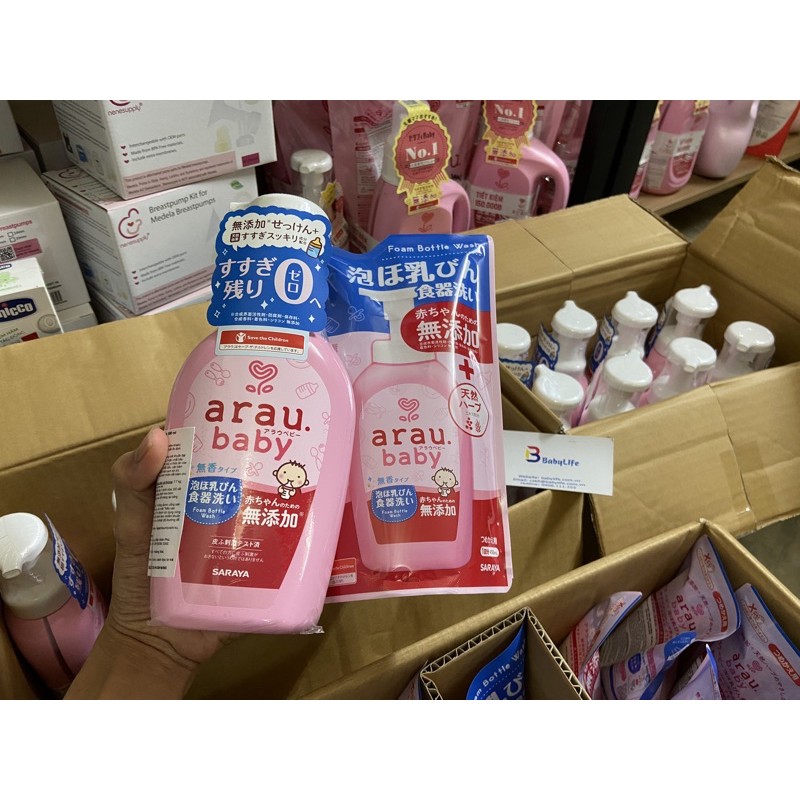 Nước rửa bình Arau baby Nhật chai 500ml/túi 450ml