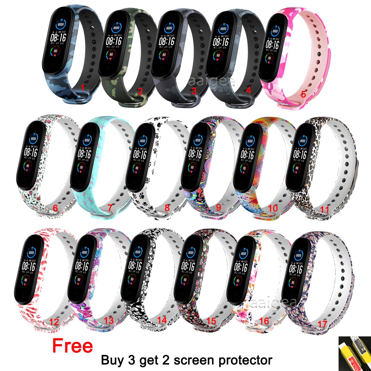 Dây Đeo Silicon Màu Rằn Ri Dành Cho Đồng Hồ Thông Minh Xiaomi Mi Band 5 Miband 5 6