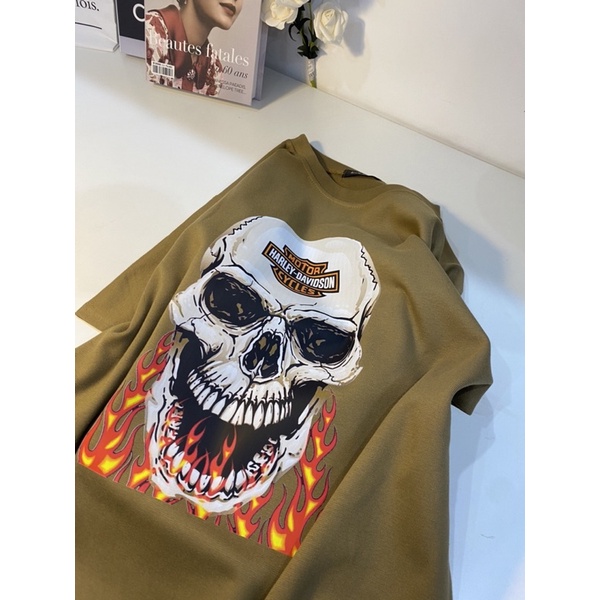 Áo Thun Đầu Lâu Motor Chất Bo Tàu