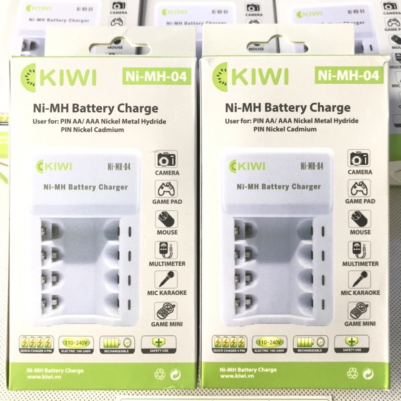 Bộ Pin sạc KIWI 3300 mAh vỉ 4 Viên và Bộ sạc KIWI chính hãng