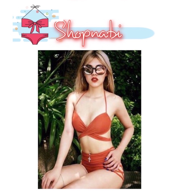 Bikini đi biển cam đất siêu sáng da- đồ bơi nữ sexy tôn dáng