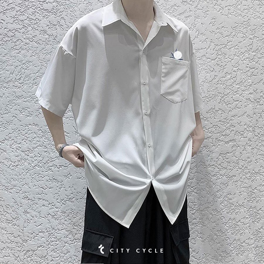 Áo sơ mi ngắn tay phối lá City Cycle - Áo khoác sơ mi nam nữ Unisex form rộng Local Brand | BigBuy360 - bigbuy360.vn