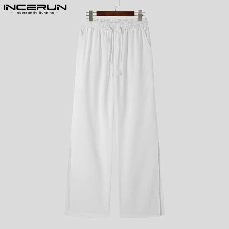 Quần Baggy INCERUN dây rút xẻ tà bên hông lưng cao hợp thời trang cho nam
