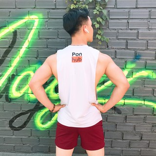 Áo thể thao tanktop Ponhub chất liệu poly cao cấp in phản quang - Dáng thể thao năng động 3 màu thời trang