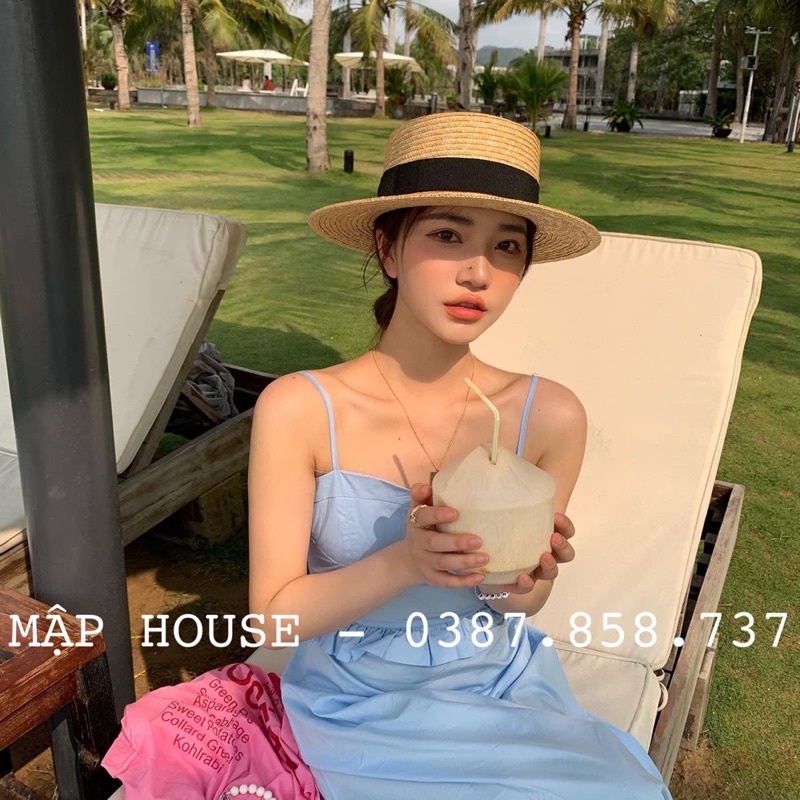 Mũ gaucho vành ngang cao cấp đi biển phong cách Vintage