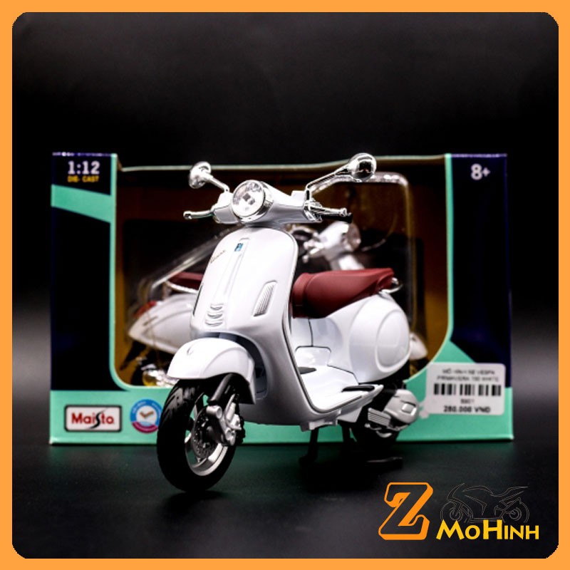 XE MÔ HÌNH VESPA PRIMAVERA 150 Màu Trắng | MAISTO tỷ lệ 1:12