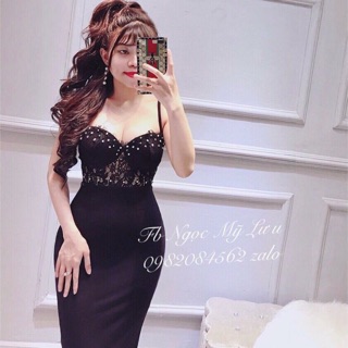 Đầm body có mút ngực kết ngọc
