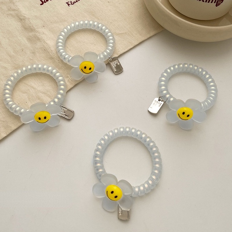 Dây Buộc Tóc Co Giãn Hình Hoa Hướng Dương Mặt Cười Thời Trang Cho Nữ