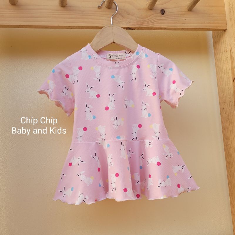 Áo váy,áo cộc tay chất Cotton xuất Dư  mềm mát cho bé gái (5_18kg)_Chíp Chíp Shop
