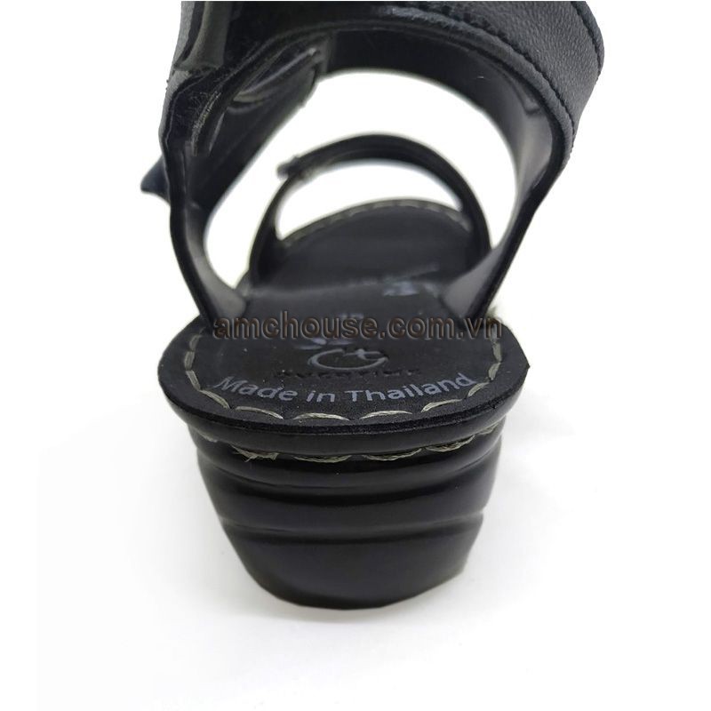 Giày sandal nữ trung niên Thái Lan quai ngang đế 5cm Overtime - L10-12 ĐEN